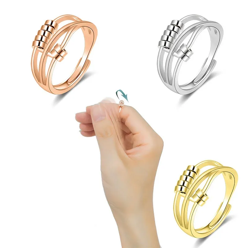 Anti Anxiety Rings For Women Spinning Band Ring Adjustable Fidget index finger ring Jewelry Gifts