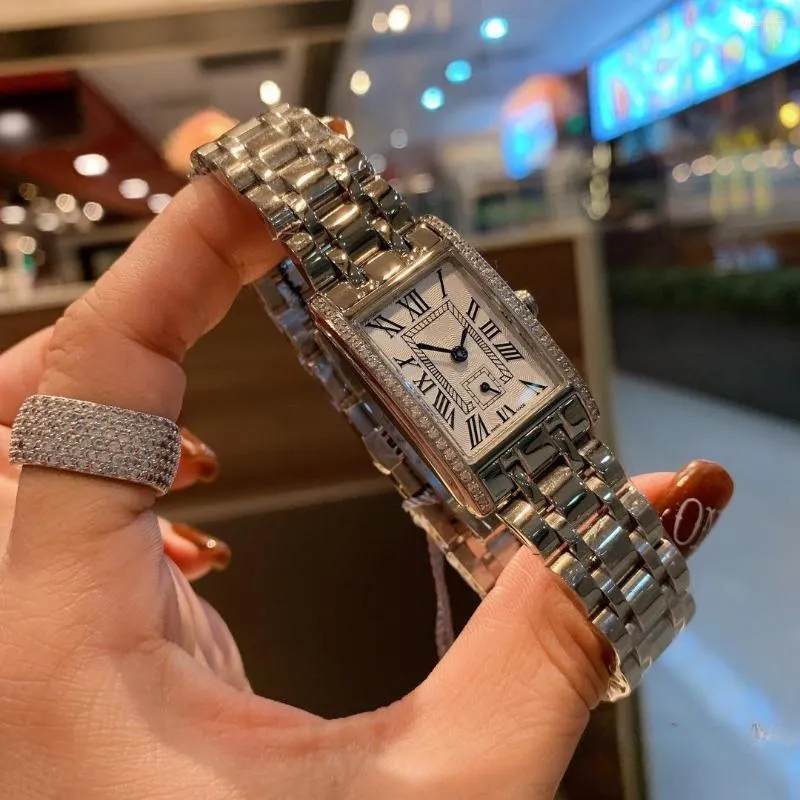 Relógios de pulso Star Style Square Diamond Watch Precision Steel Retangular Casual Women's