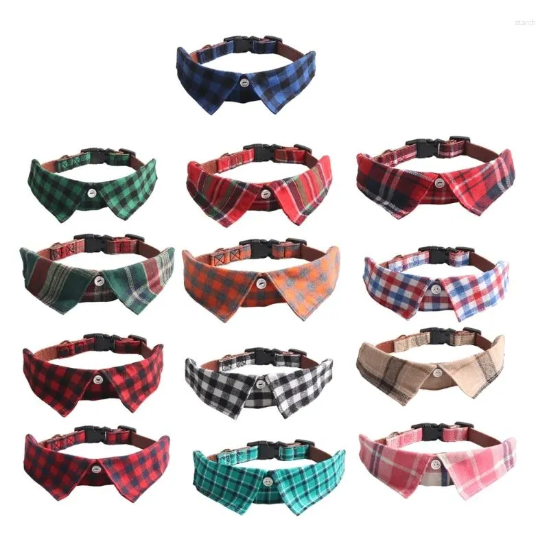 Dog Collars Cat Collar Checked Neck Kerchief Puppy Suit Necklace Girl Necktie