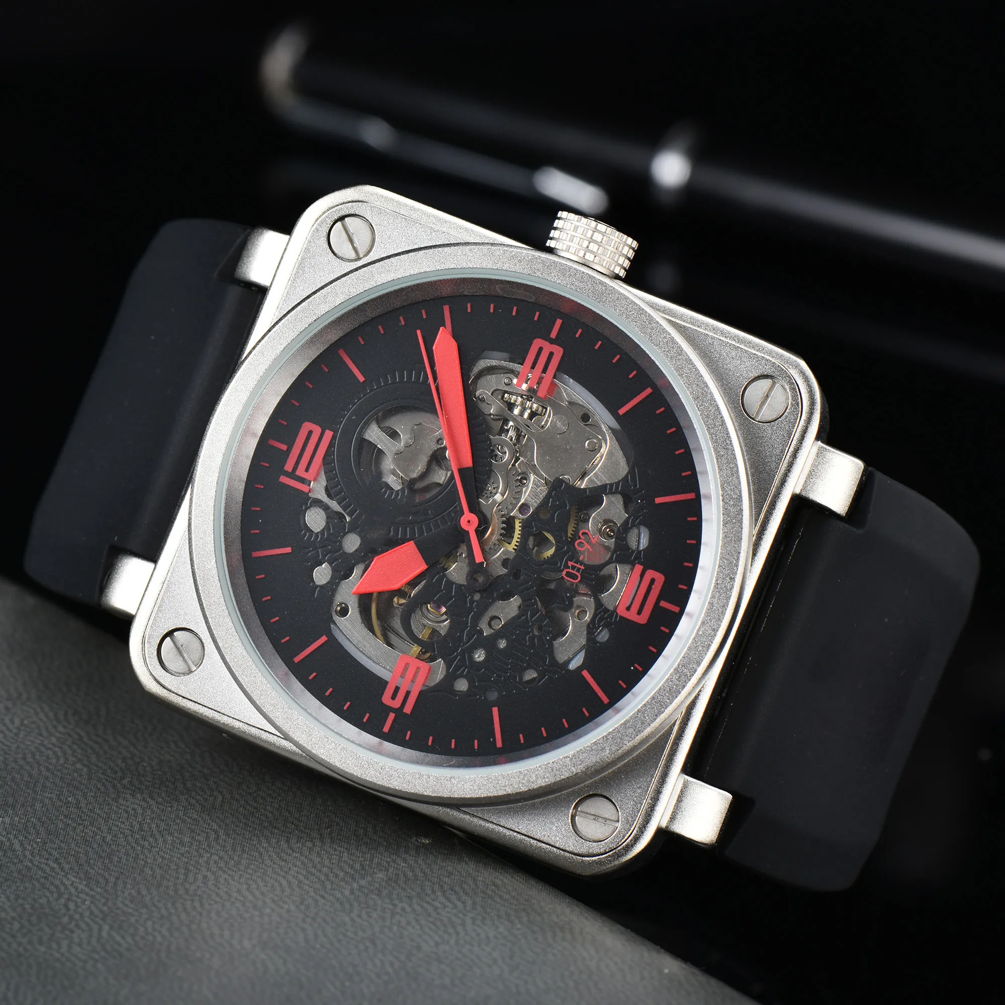 2023 Мужские автоматические механические наручные часы Bell Brown Кожаные часы Black Ross Резиновые часы Наручные часы Мужские роскошные модные часы Наручные часы Высокое качество B-05