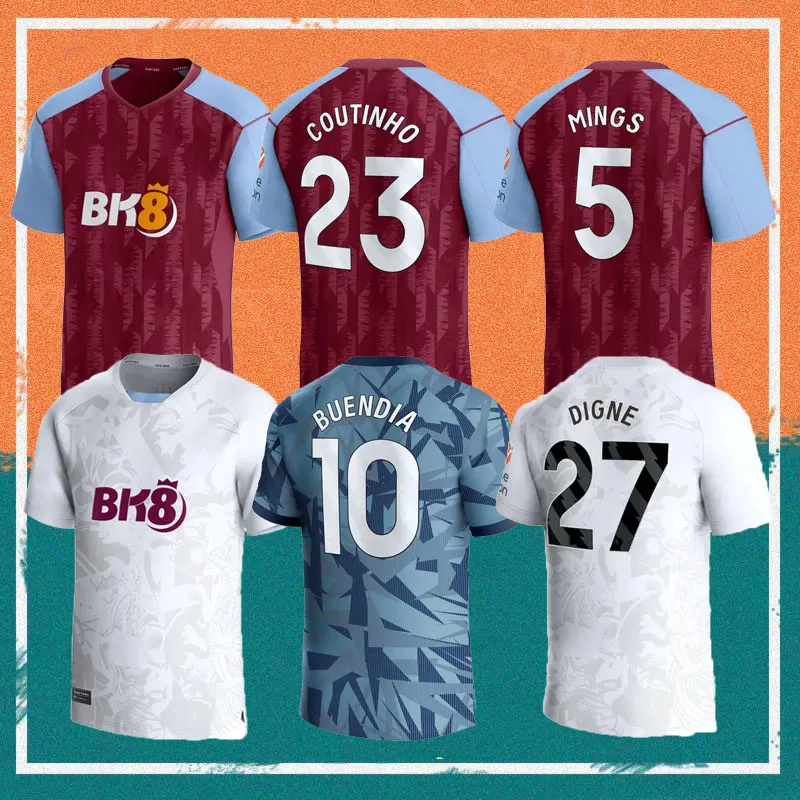 23/24 Kamara Home Aston Villaes Koszulki piłkarskie 2023 Dom Buendia McGinn Douglas Luiz Mings Soccer Shirts Sanson Watkins Nakamba Men Kit Football Mundur