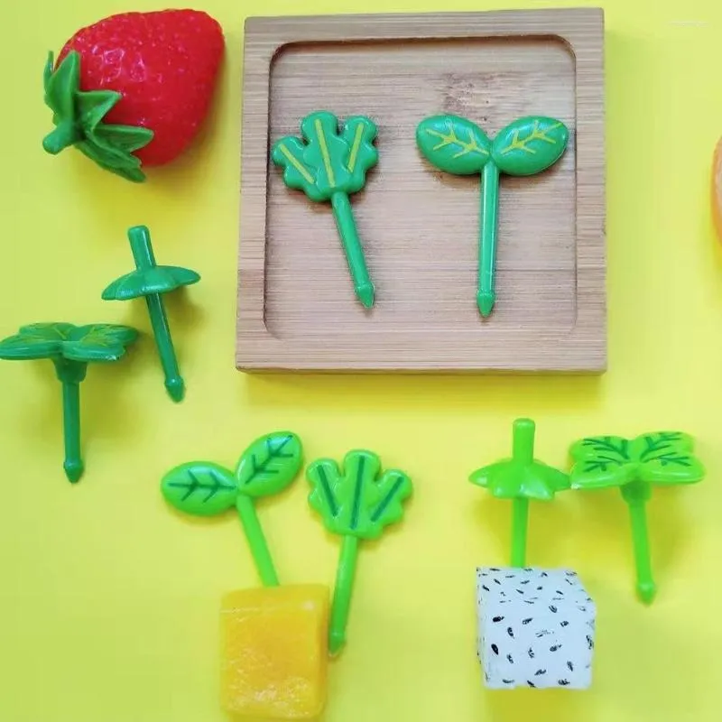 Garfos dos desenhos animados mini quatro folhas picaretas para crianças bonito garfo de frutas bento caixa decoração reutilizável crianças lanche bolo sobremesa picareta