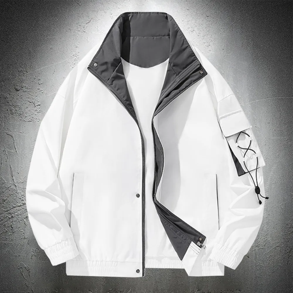 Men's Jackets White Jacket Men Spring and Autumn Lightweight Stand Collar Casual Coats Sports Style Clothing 2023 230923