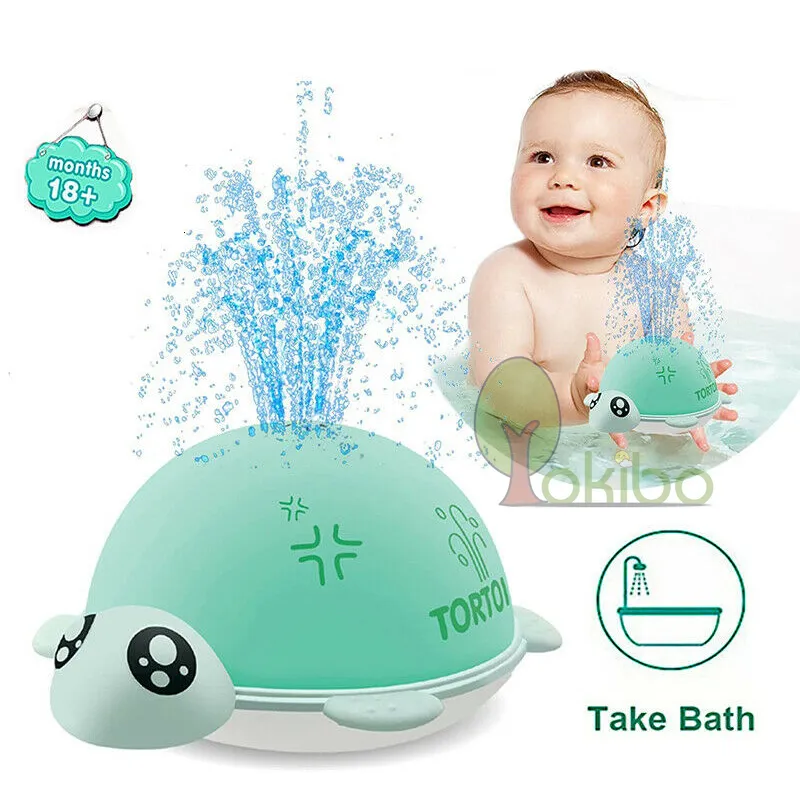 Brinquedos de banho Brinquedos de banho de bebê Spray de água chuveiro nadar piscina brinquedos de banho para crianças bola de banho de tartaruga elétrica com luz LED brinquedos de bebê 1 2 3 ano 230923