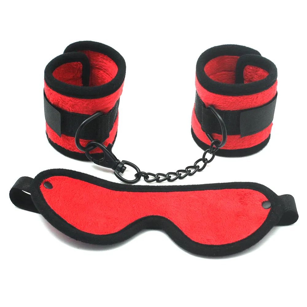 Бондаж SMSPADE, красные наручники для бондажа и повязка на глаза, супер бархатные секс-удерживающие устройства для спальни, аксессуары для секс-игр, подкровать 230923