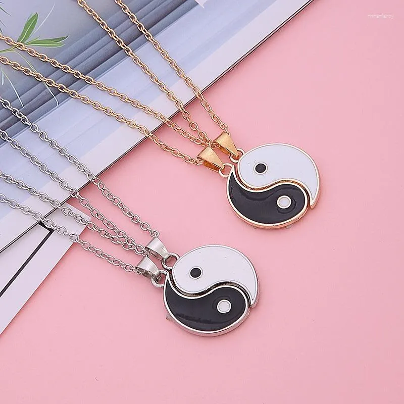 Chains Tai Chi Couple Necklaces For Women Men Friends Yin Yang Paired Pendants Charms Braided Chain Bracelet Necklace