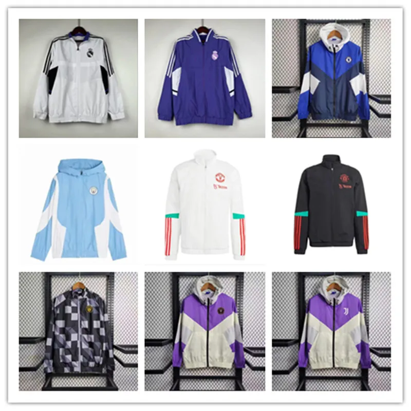 23/24 veste de club de football pour hommes coupe-vent de football maillots 2023 Madrids coupe-vent à capuche avec fermeture éclair complète manteau de mode pour hommes