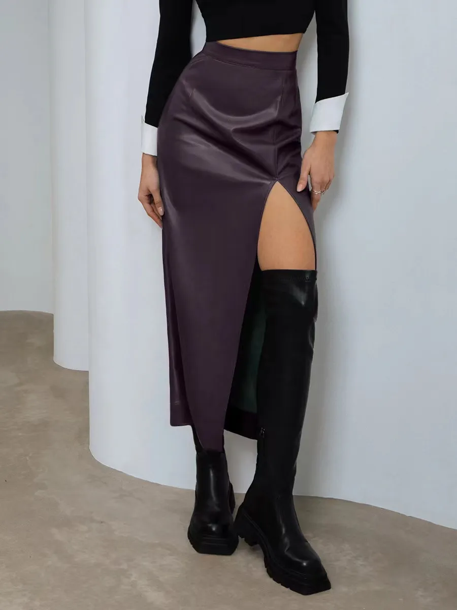 Leather Slit Skirt 