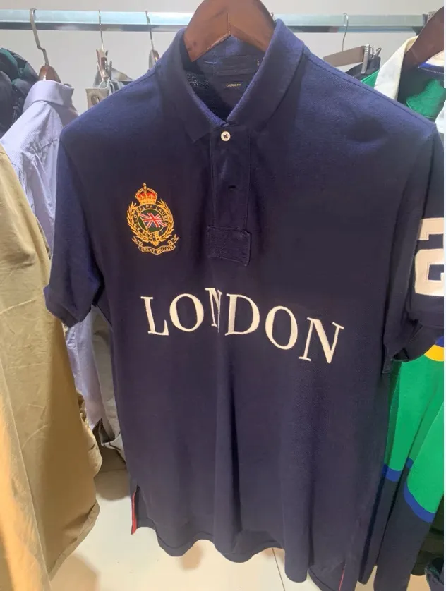 New London City Edition Polos Short Sleeve Wysoka jakość 100% bawełniana męska technologia haftowa moda moda swobodny koszulka s-6xl