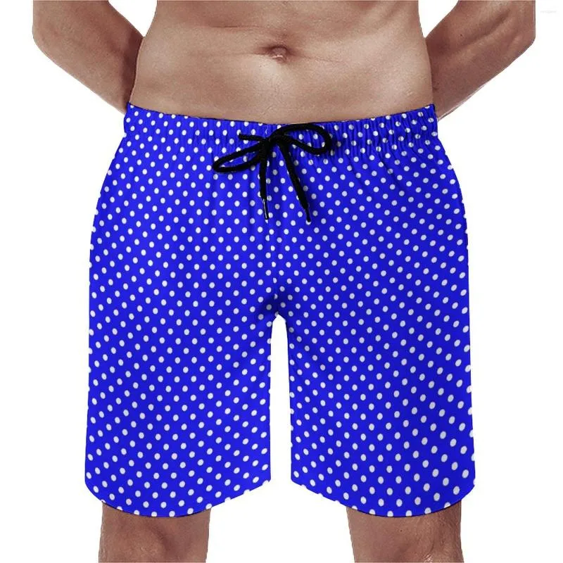 Shorts pour hommes Gym Retro Polka Dot Funny Swim Trunks Bleu et Blanc Mâles Séchage rapide Surf Haute Qualité Plus Taille Board Pantalon court