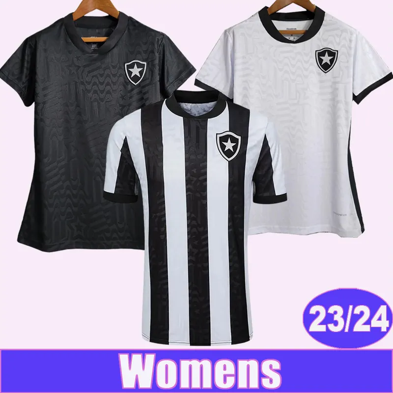 23 24 Botafogo Womens Mens 축구 유니폼 Soares Matheus Babi Bernardo O.Sauer Home Black and White awhite 3rd 축구 셔츠 짧은 소매 성인 유니폼