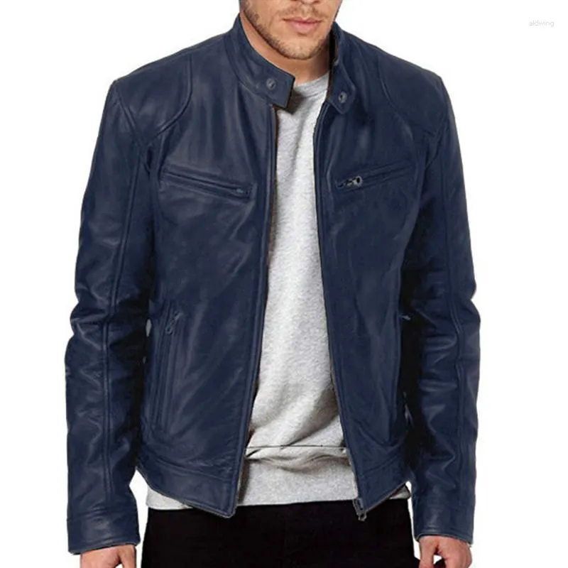 Мужские куртки 2023, мотоциклетная куртка, мужская приталенная короткая куртка с воротником из искусственной кожи, зима-осень, ветрозащитное кожаное пальто на молнии со стойкой