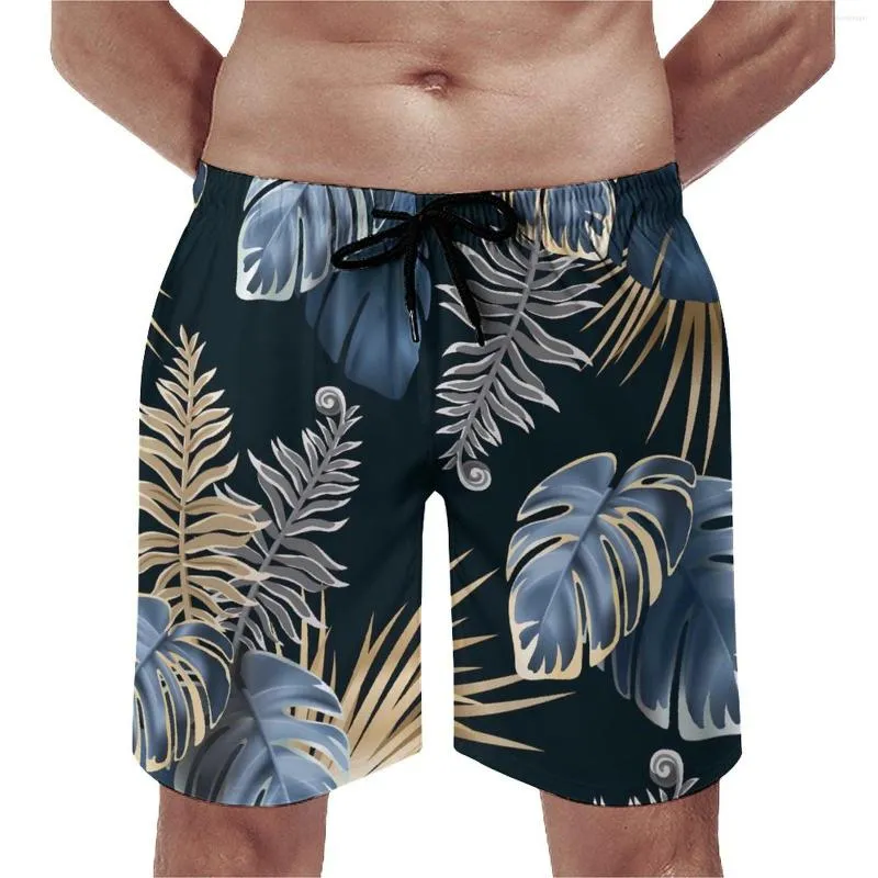 Men's Shorts Tropic Plant Board Dark Leaves Cute Hawaii Beach Short Pants Pattern Sportswear Fast Dry Swimming Trunks Gift Idea