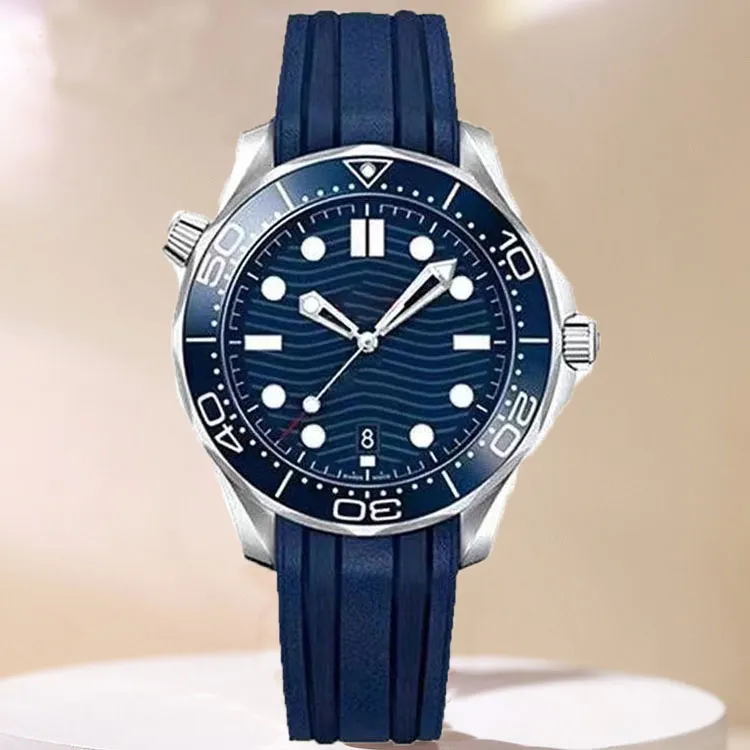 Herrendesigner Deep Sea Watch Automatische mechanische Bewegung Watches Gummi -Gurt Blaues Wellen Zifferblumer Zeiger 41mm Armbandwatch Montre de Luxe