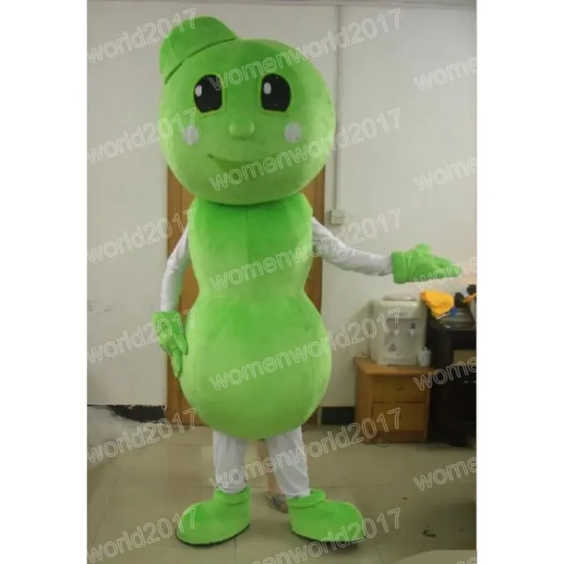 Halloween Green beans Mascot Costume High Quality Cartoon Character Outfits Suit Unisex Adults Outfit Birthday Christmas Carnival Fancy Dress