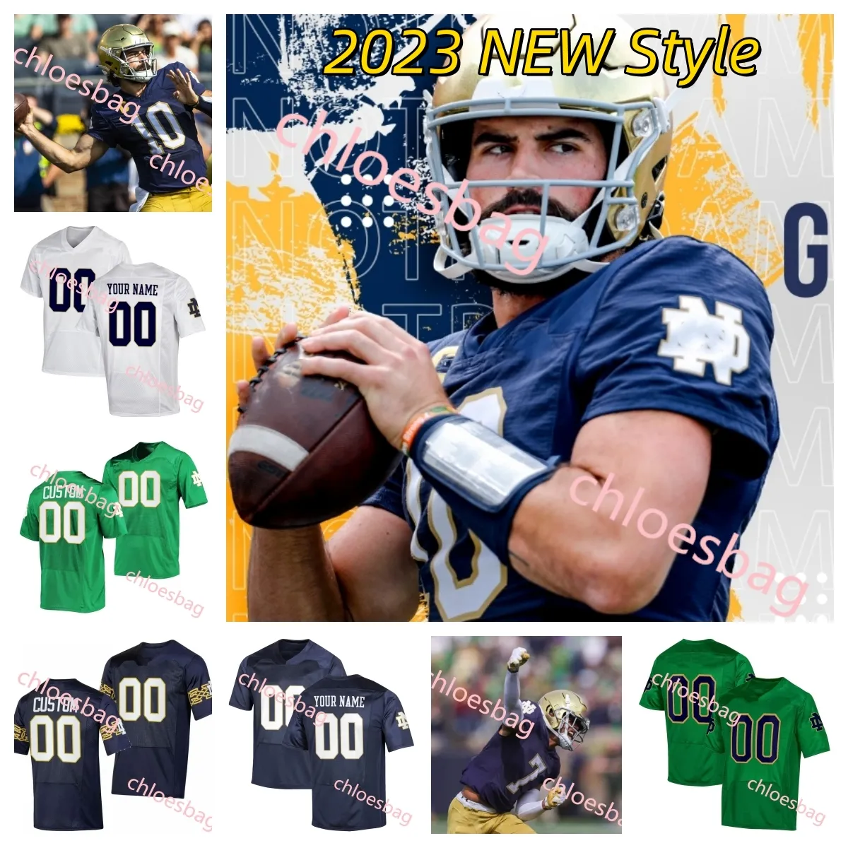 Holden Staes Nolan Ziegler ND Maillot de football Bo Bauer Cousu Nana Osafo-Mensah Caleb Johnson Charles Jagusah Jeremiyah Love Notre Dame Fighting Irish Jerseys