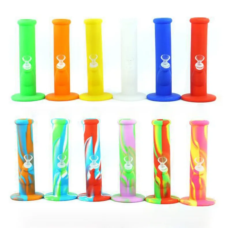 Dernières colorées Silicone Bubble Pipes Kit Portable Narguilé Herbe Tabac Huile Rigs Filtre Bol Pipes À Main Fumer Porte-Cigarette Tube Pipe À Eau Bong Bubbler DHL