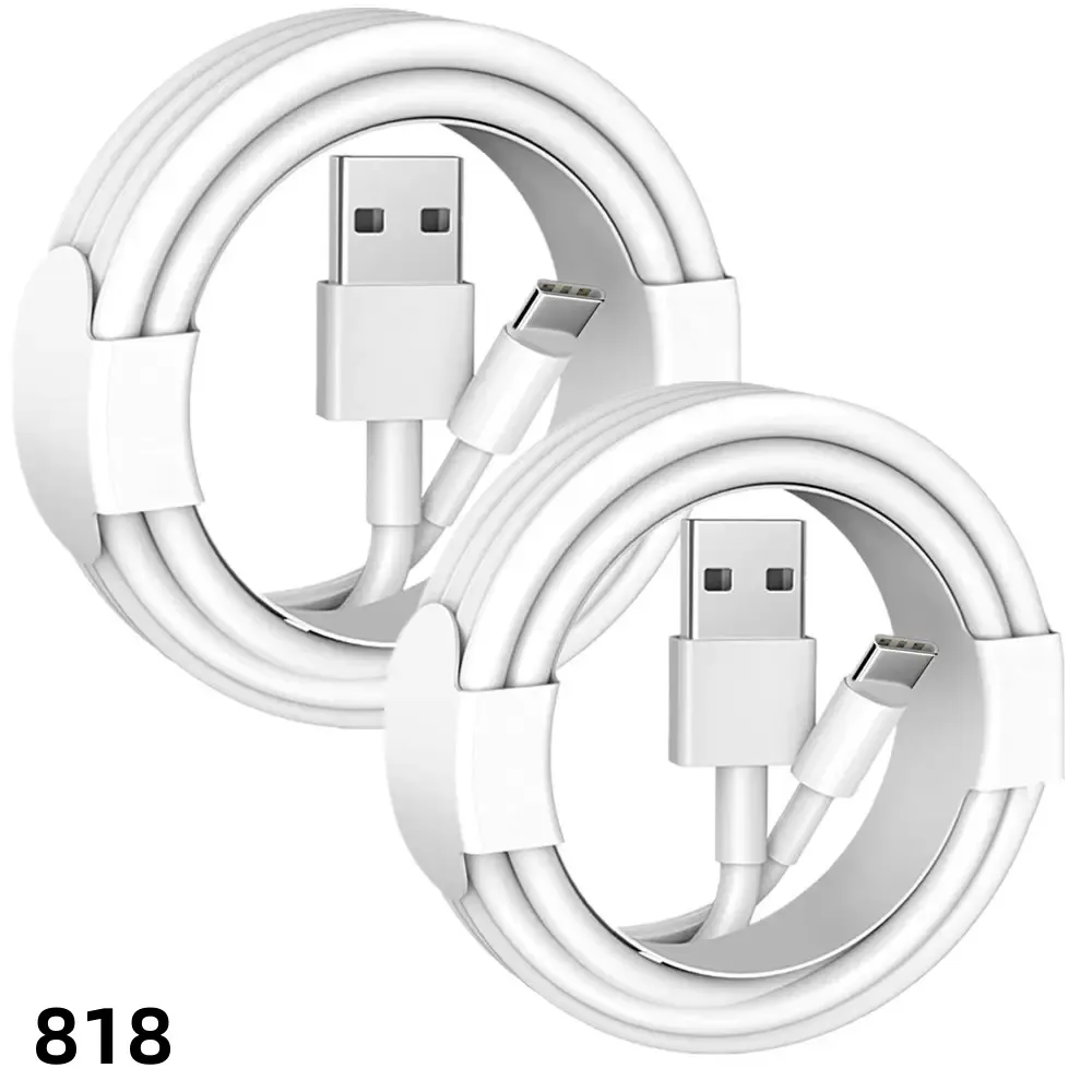 Câble USB haute vitesse Chargeur rapide Micro USB Type C Câbles de charge 1M Haute qualité pour téléphone intelligent Android iPhone 15 Huawei Xiaomi Samsung 818D