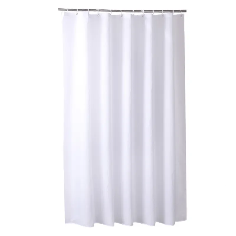 Shower Curtains White Shower Curtains Waterproof Thick Solid Color Bath Curtains for el Bathroom Bathtub Large Wide Bathing Cover with Hooks 230923