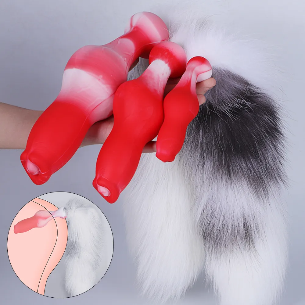 Giocattoli anali Dildo in silicone Coda lunga Plug Masturbatore ano Dilatatore Massaggiatore prostatico Butt Cosplay Sesso per giochi per adulti 230923