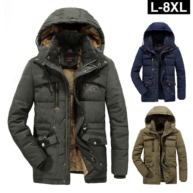 Homens para baixo parkas grosso quente inverno parka homens velo com capuz casaco ao ar livre militar pele carga jaquetas casaco de veludo streetwear 230923