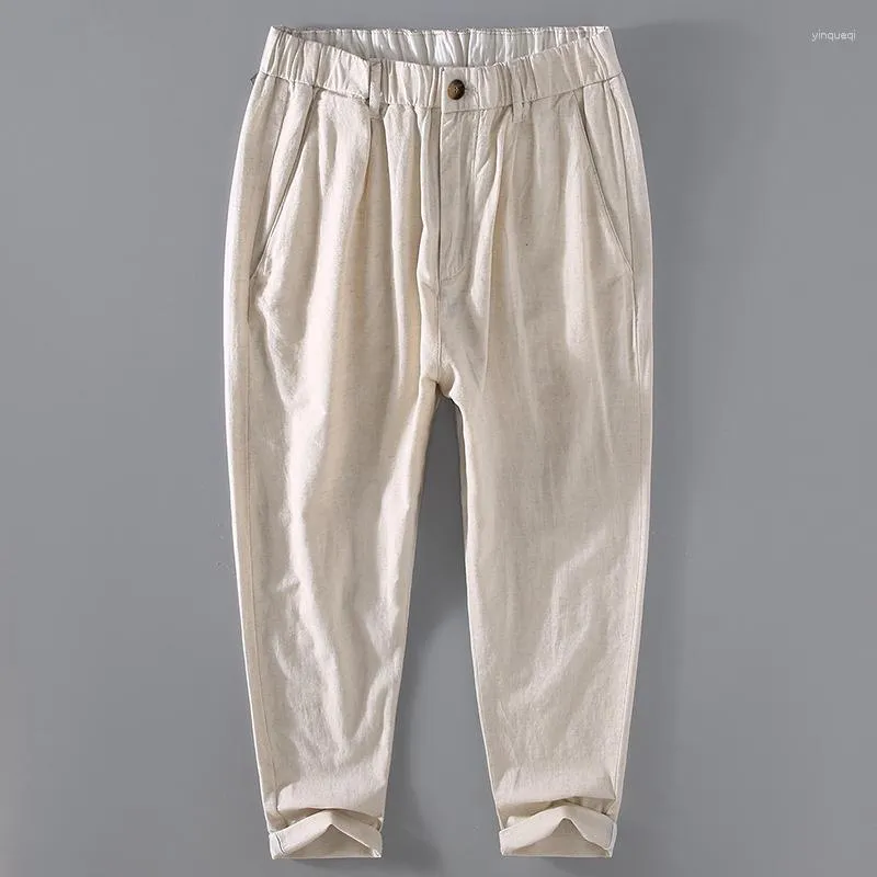 Men's Pants Mens Cotton Linen Casual Beach Trousers Elastic Loose Fit Lightweight Summer Cargo Outdoor Men Clothing