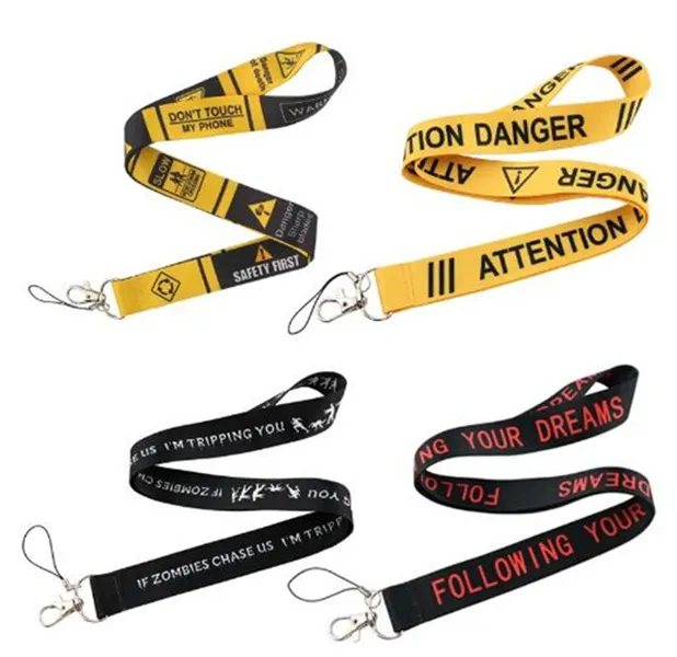 Cool Warning Sign Lanyard Stylish Neck Strap for Keys, Phone, ID Unique  DIY Hanging Rope Keychain Holder Hot Sale!