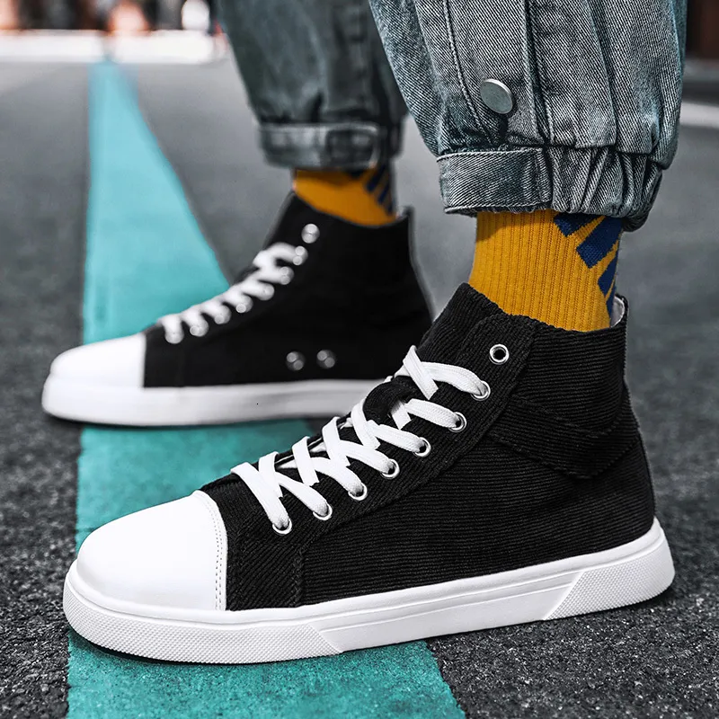 Dress Shoes Men Canvas Summer Classic High Top Vulcanized Sneakers Comfortable Black Flat Footwear Large Size 39 230923