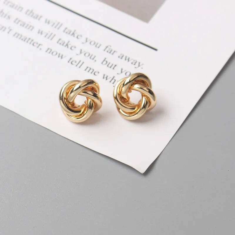 Stud Tiny Metal Stud Earrings for Women Gold Color Twist Round Earrings Small Unusual Earrings boucles d'oreilles Fashion Jewelry 230923