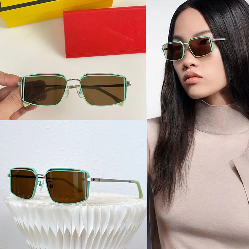 Designer-Sonnenbrille mit hochwertiger 1: 1 Reisen im Freien Aktivitäten modischer Männer Muster Rahmen Metall Rahmen Square fol061v1 Elegante Frauen