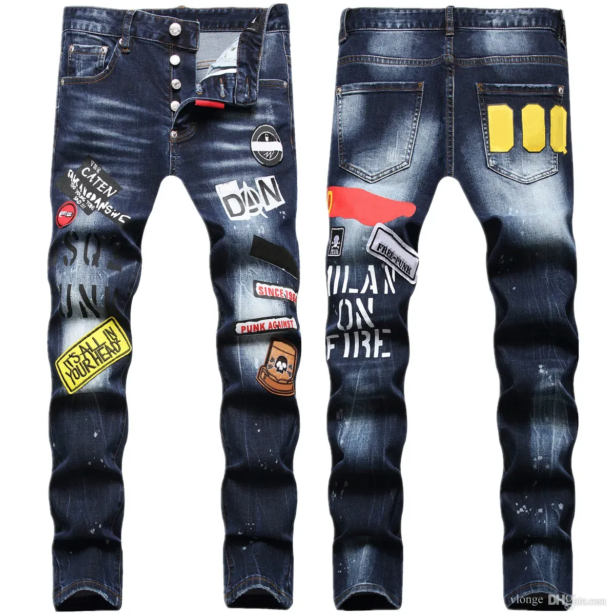 Amazon.com: Men Denim Pants Wide Leg Denim Pants Hip Hop Skateboarder Jeans  Baggy Jeans for Rapper Relaxed Jean,Blue,44 : Clothing, Shoes & Jewelry