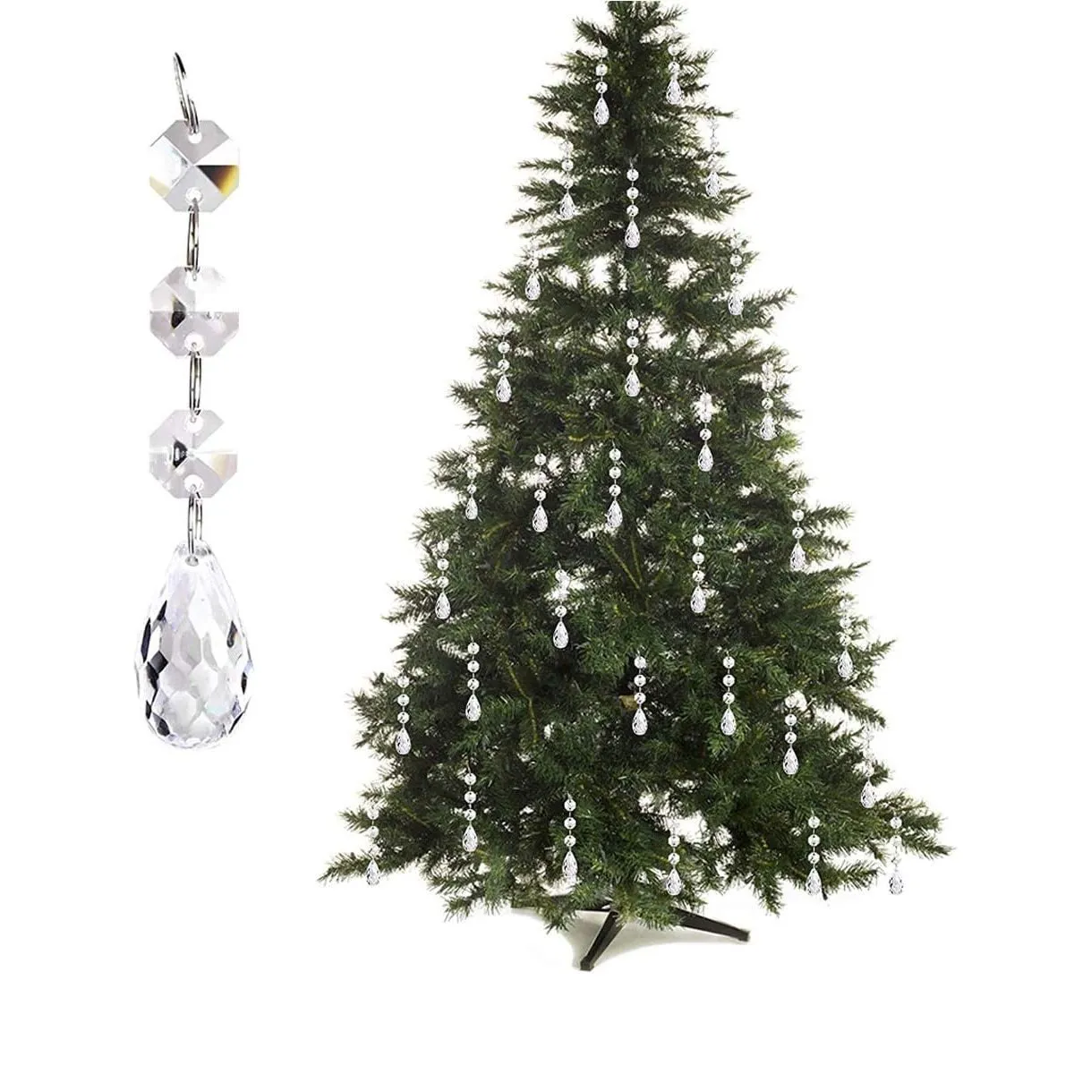 Christmas Decorations 10pcs Acrylic Crystal Drop Beads Ornaments Tree Decoration Garland Chandelier Hanging Crystals for Wedding Party 230923