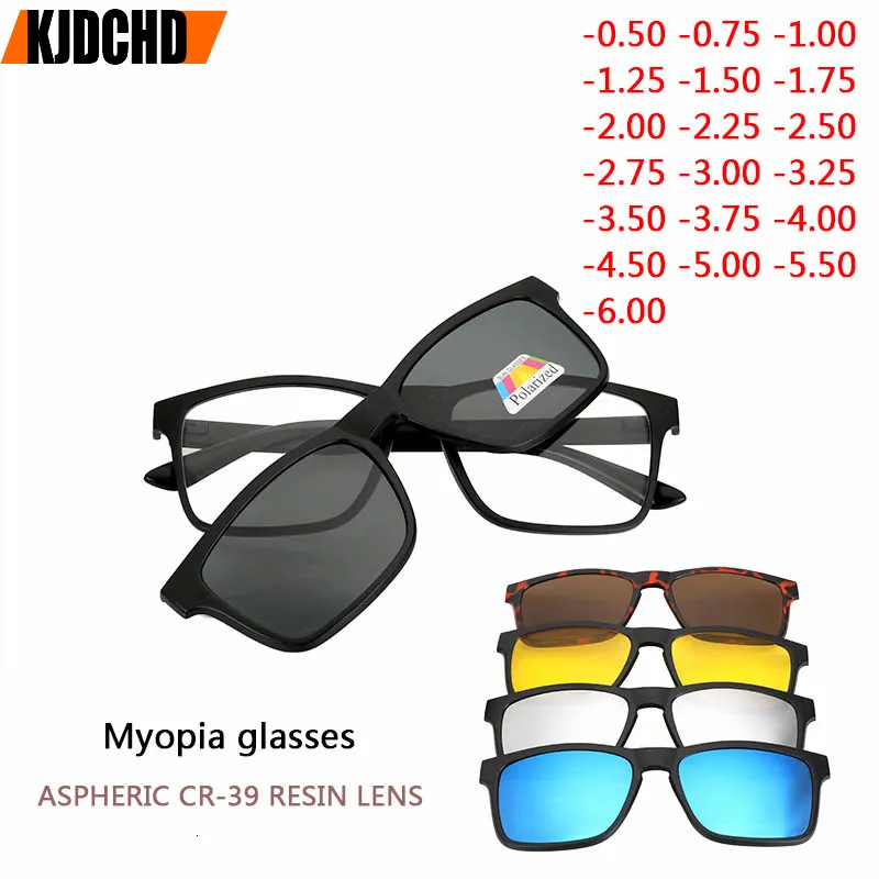 Lunettes de soleil de mode Cadres Lunettes de soleil polarisées Fini Lunettes myopes Lunettes optiques Cadre Hommes Ceinture Aimant 5 Clip Lunettes de soleil Lunettes de myopie Cadre 230923