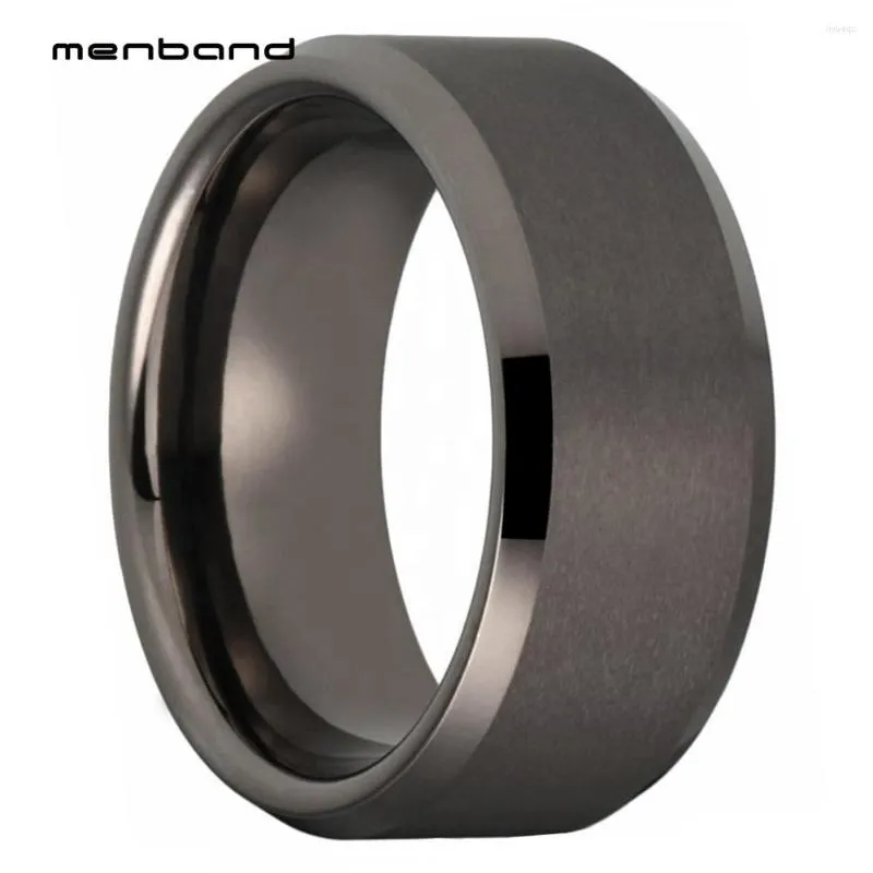 Bröllopsringar 12mm Gunmetal Band Tungsten Carbide Men Kvinnor avfasade kanter Mattad finish Comfort Fit