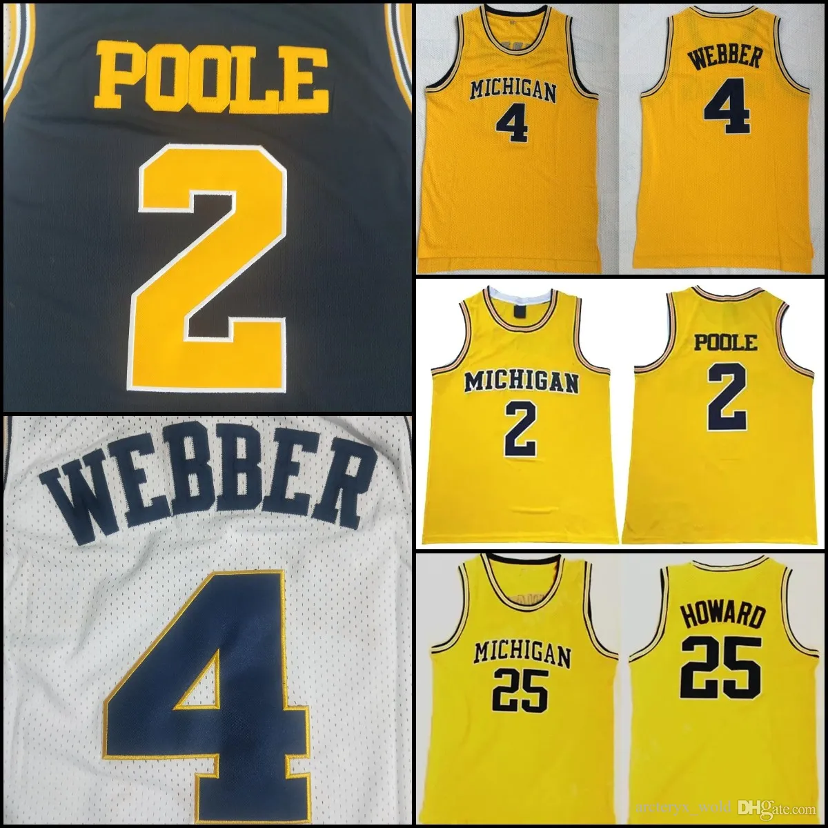 College-Basketballtrikot Jalen Juwan Rose 25 Howard Rice Poole Blau Weiß genähte Herrentrikots Gelbe Marinehemden