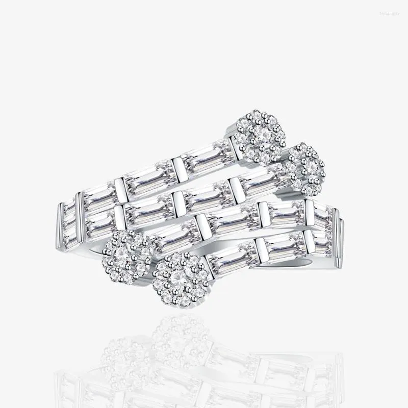 Cluster Rings LOKWAN 925 Sterling Silver Stacking Type Snowflake Micro Set Zircon Design Women's Personalized Creative Fashion Jewelry