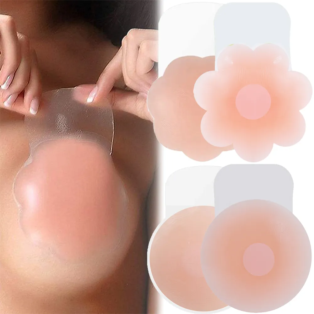 Silicone Nipple Cover Lift Up Bra Sticker Adhesive Invisible Bra Breast Pasty Women Chest Petals Reusable Strapless Bras