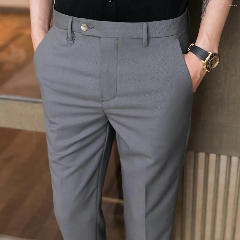 Mens Straight Leg Suit Pants Wedding Tailored Fit Trousers Casual Formal  Fashion | eBay
