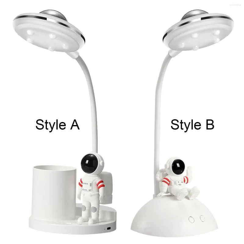 Lámparas de mesa Decoración de astronauta Lámpara de escritorio Luz nocturna multiusos Protección ocular duradera Carga USB Flexible para oficina