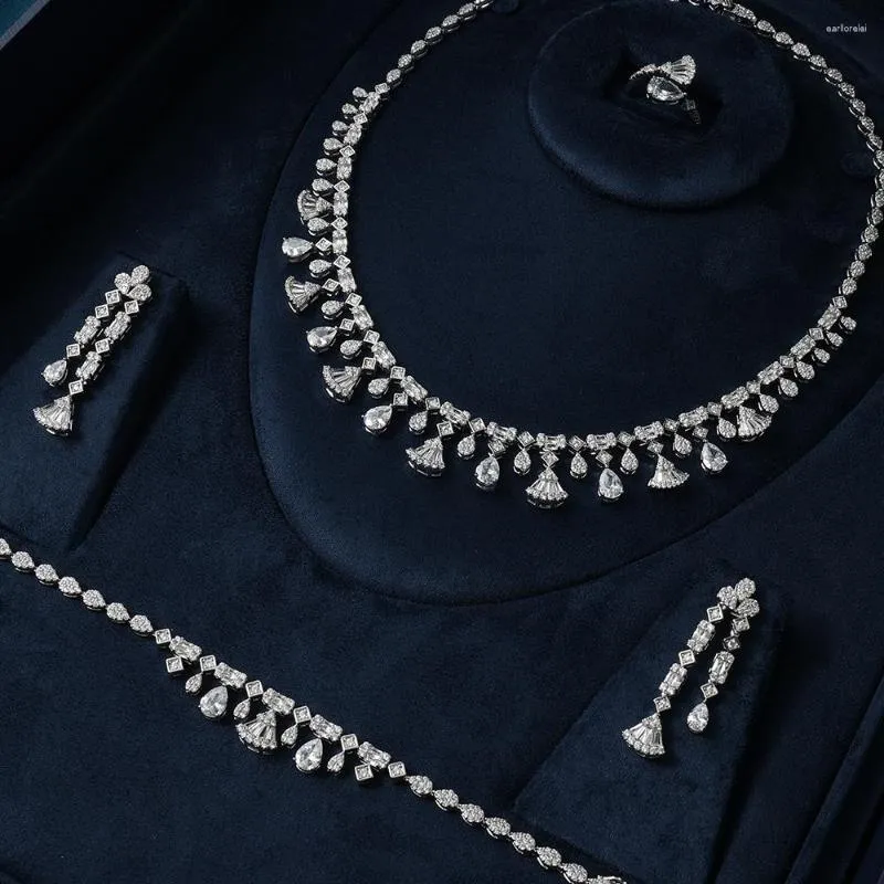 Halsbandörhängen i juvelife lyxiga ljuskronor form Dubai brud zirkoniums smycken för kvinnor fest bröllop mode smycken brud brud