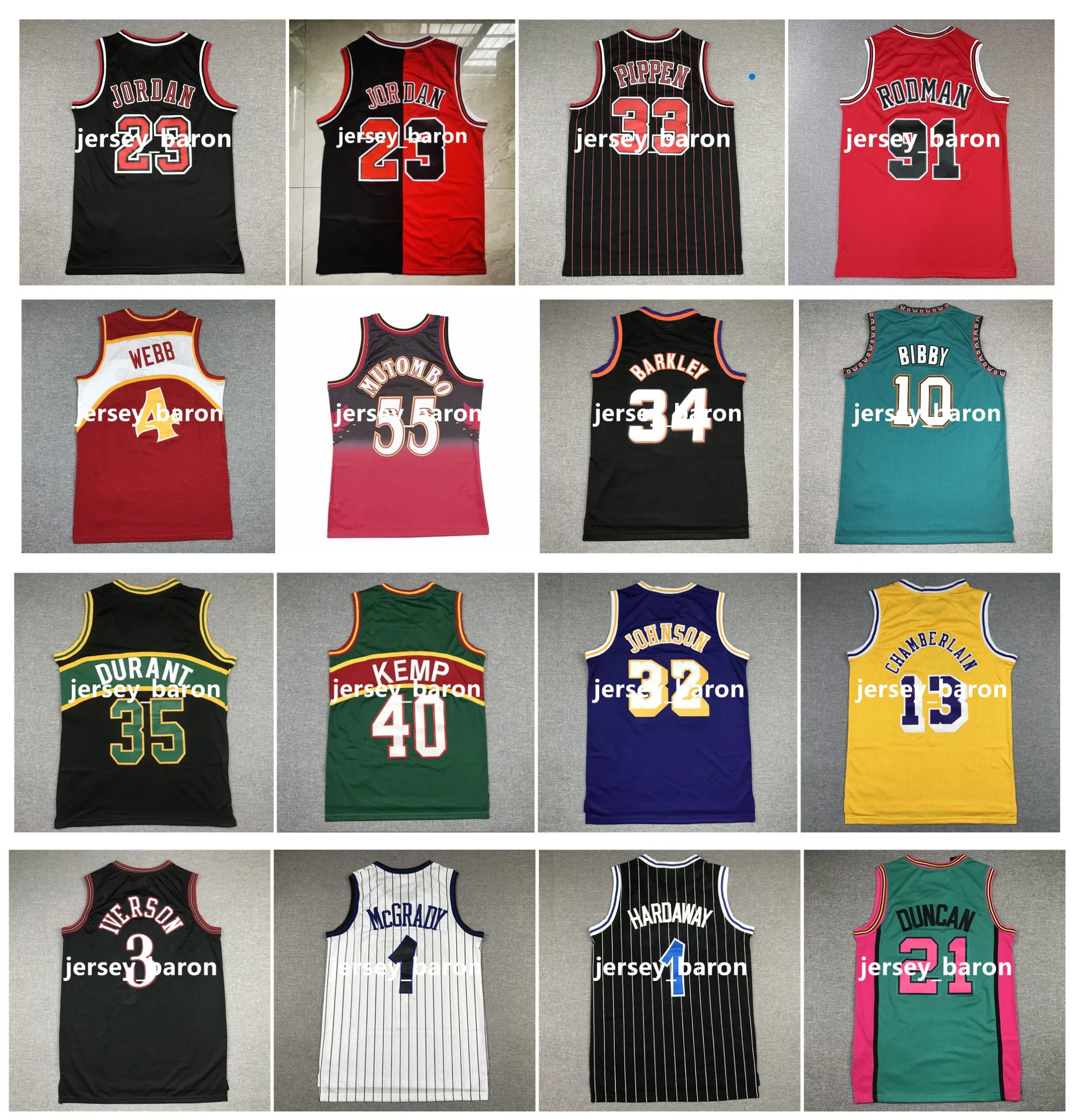 SL Kevin Garnett Michael Jor Dan MitchとNess Throwback Basketball Jersey Dennis Rodman Tracy McGrady Penny Hardaway Grant Hill Mamba