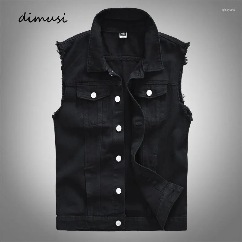 Men's Vests Vintage Design Mens Denim Vs Retor Sleeveless Jackets Men Ripped Hole Jean Waistcoats Clothing Jaqueta Masculina