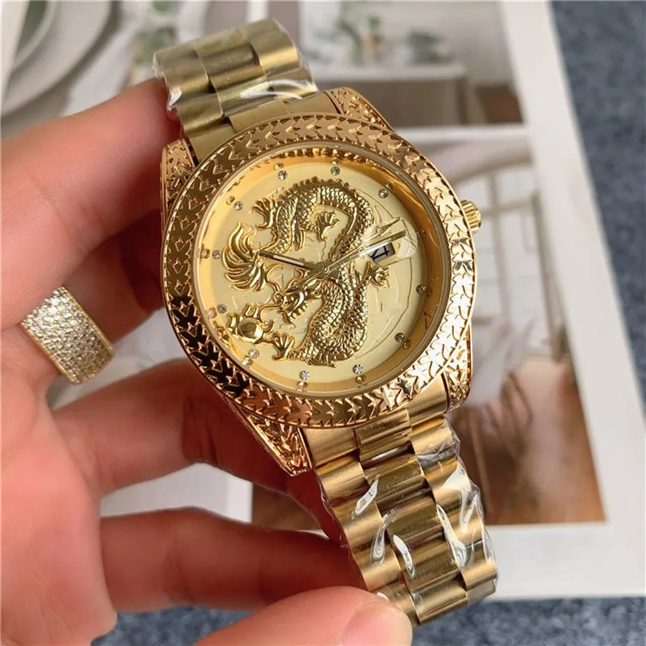 Fashion Top Brand Watches Men Chinese dragon style Metal steel band Quartz Wrist Watch X1452604