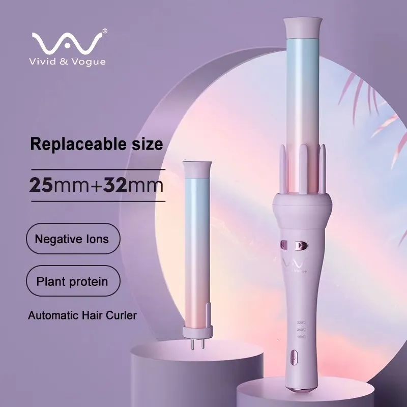 Hair Straighteners Vivid Vogue Automatic Curler 3Gen 4Gen Ceramic Curling Iron Rotation 28mm 32mm 230923