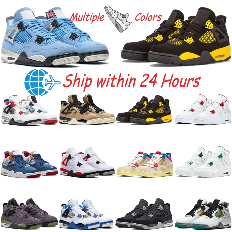 NewJumpman 4 Jordans4 Chaussures de basket-ball Hommes Femmes Militaire Black Cat Cement Jaune Thunder Gris Frozen Blue University Midnight Sports Baskets eur36-47