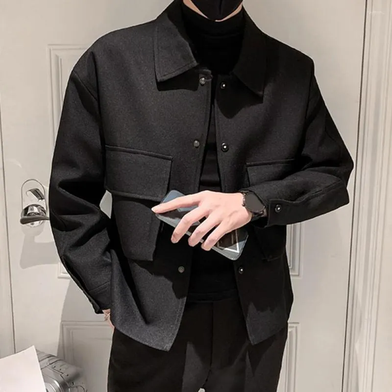 Vestes d'hommes hommes manteau à manches longues streetwear tempérament maigre simple boutonnage cargo