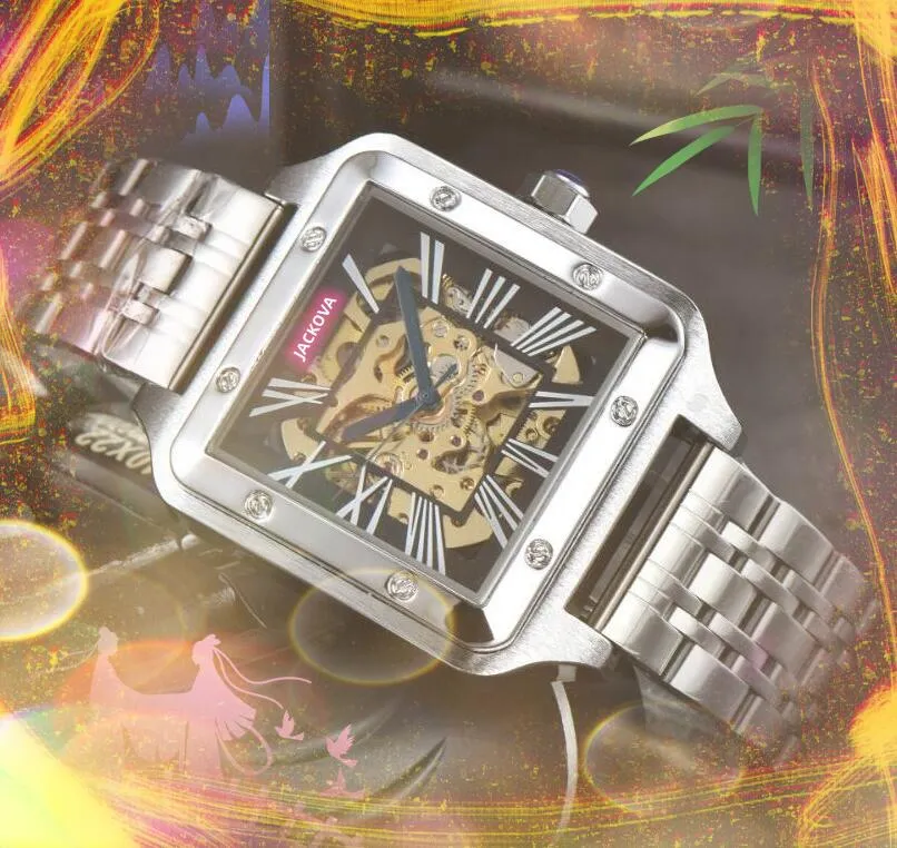 Мужские часы с квадратным римским танковым циферблатом, 40 мм, механические, полностью из нержавеющей стали, автоматические 2813, деловые часы, мужские часы, дата, классические наручные часы, Montre de luxe, подарки