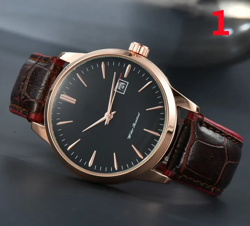 Alta qualità 2023 Moda Sport Giovani Uomini Top Orologi di lusso del marchio giapponese Orologio al quarzo a tre pin Calendario con display in pelle dallo stile minimalista