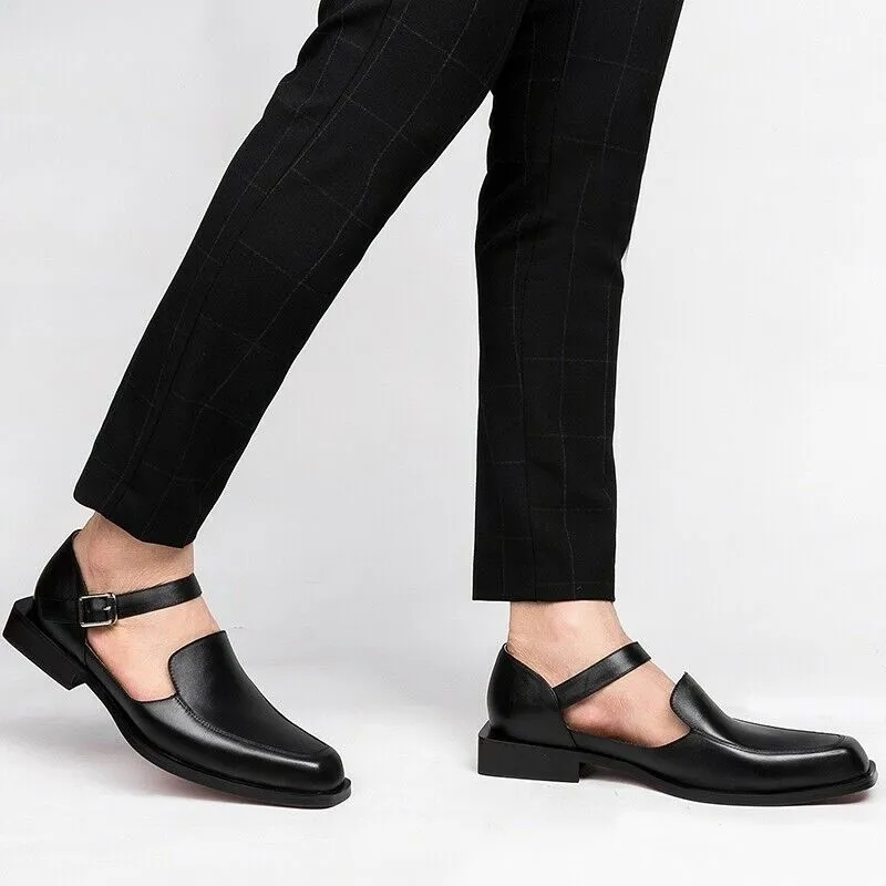 Wholesale B601 Mens Dress Sandals Black PU Leather Buckle Strap Summer  Business Formal Shoes At Only $91.59 | DHgate.Com