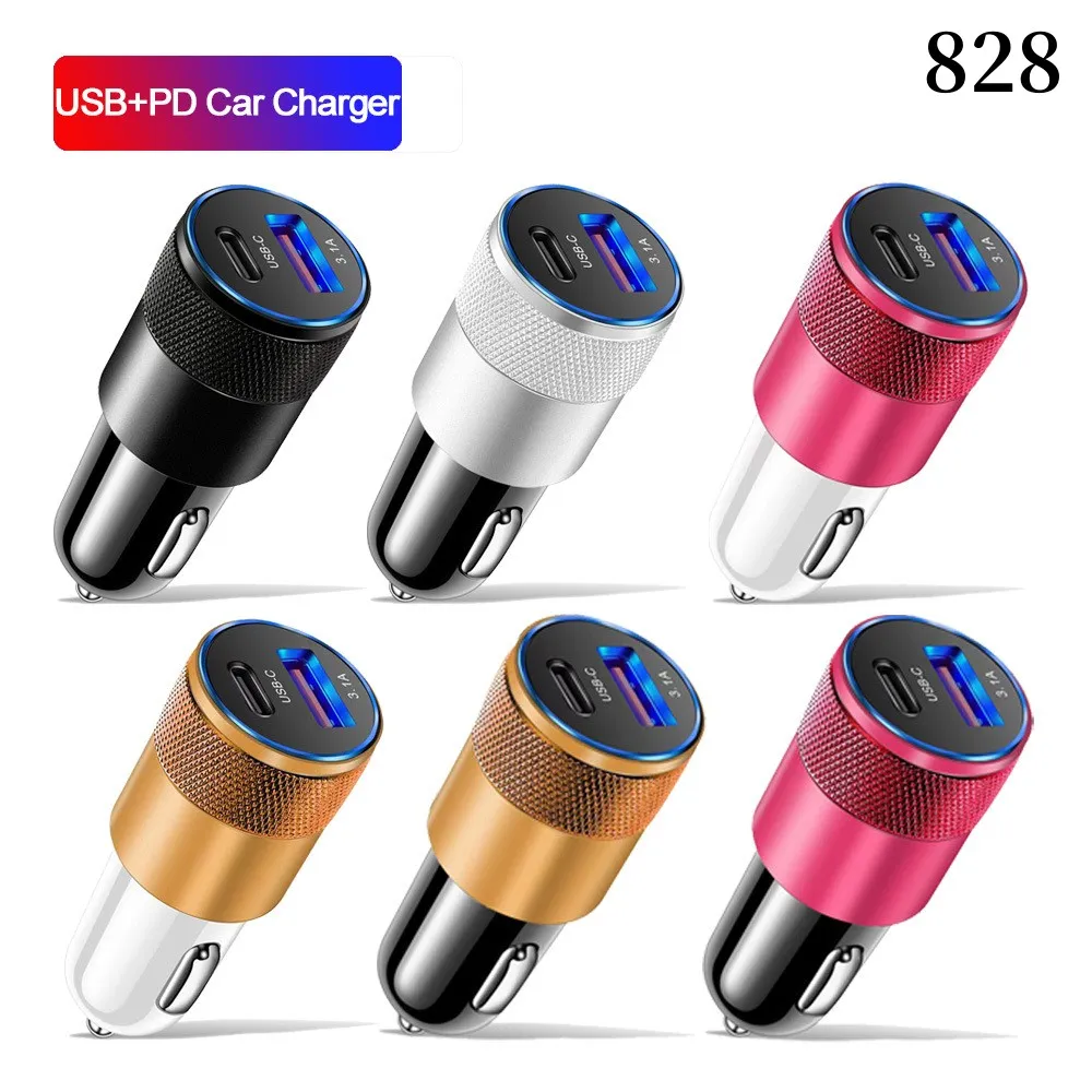 Quick USB C USB-C Type C PD Car Charger Fast Charging Portable Battery Charger For Car Mobile Phone For IPhone 11 12 13 14 15 15pro 15plus 15 pro max 828D